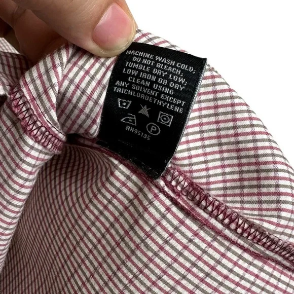 Lafayette 148 Size 4 Gingham Snap Collared Shirt Blouse Career Work Office - Picture 8 of 15